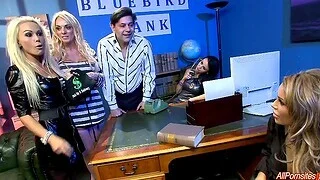 Hardcore fucking involving the office with busty Gemma Massey and friends