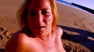 Anal sex  at the beach with blonde chubby MILF
